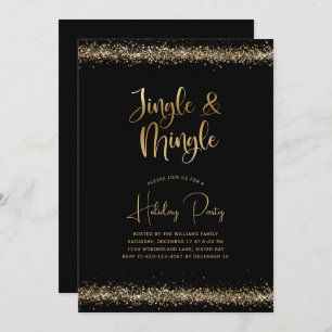 Invitation Parties scintillant d'or noir Jingle et Mingle Hol
