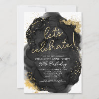 Parties scintillant d'or noir moderne alcool encre