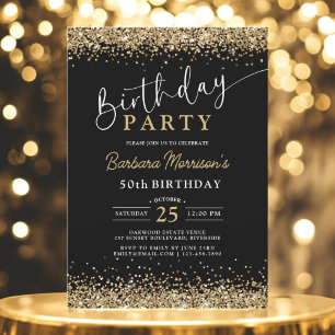 Invitation Parties scintillant d'or noir n'importe quel âge 5