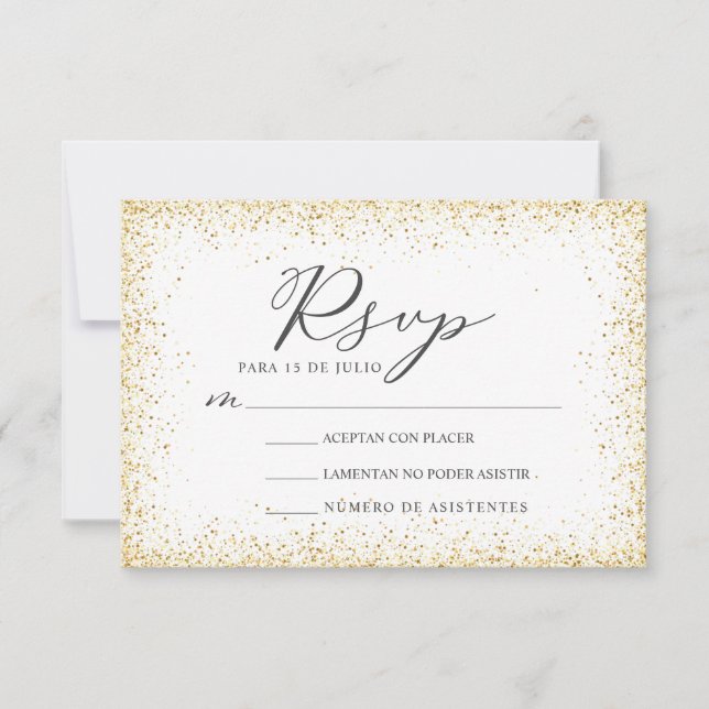 Invitation Parties scintillant d'or Nuestra Boda Mariage espa (Devant)