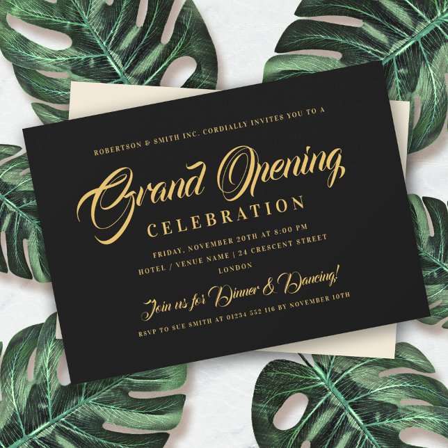 Invitation Parties scintillant d'or officielle Grand ouvertur (Créateur téléchargé)