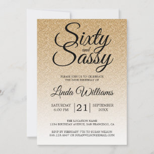 Invitation Parties scintillant d'or Ombre 60 et Sassy 60e ann