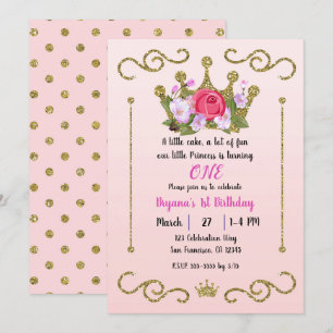 Invitation Parties scintillant d'or Points floraux Couronne r