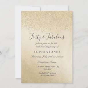Invitation Parties scintillant d'or Quarante et fabuleux 40e 