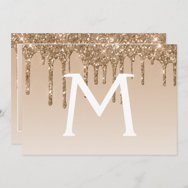 Invitation Parties scintillant d'or Quinceanera Enregistrer l (Devant / Derrière)