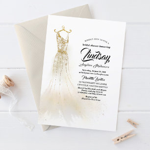 Invitation Parties scintillant d'or Robe élégante Douche nupt