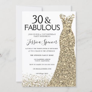 Invitation Parties scintillant d'or robe femmes 30e fête d'an