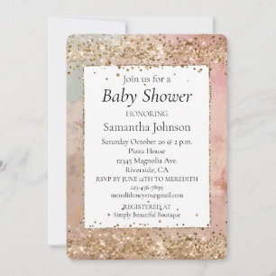 Invitation Parties scintillant d'or rose Confetti