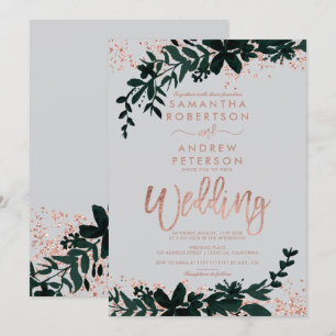 Invitation parties scintillant d'or Rose confetti mariage gri