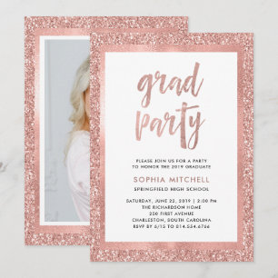 Invitation Parties scintillant d'or Rose de Faux  Photo du Pa