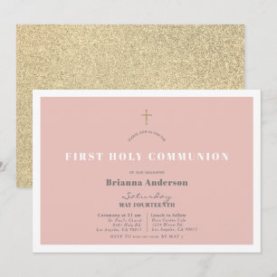 Invitation Parties scintillant d'or rose Fille première saint