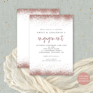 Invitation Parties scintillant d'or Rose moderne Partie d'eng