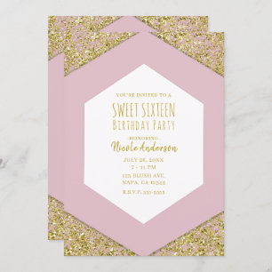 Invitation Parties scintillant d'or rose pâle Flakes Glam Swe