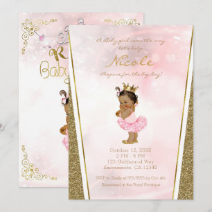 Invitation Parties scintillant d'or rose Princesse Vintage Ta