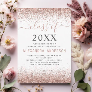 Invitation parties scintillant d'or Rose Rose Rose White 2024