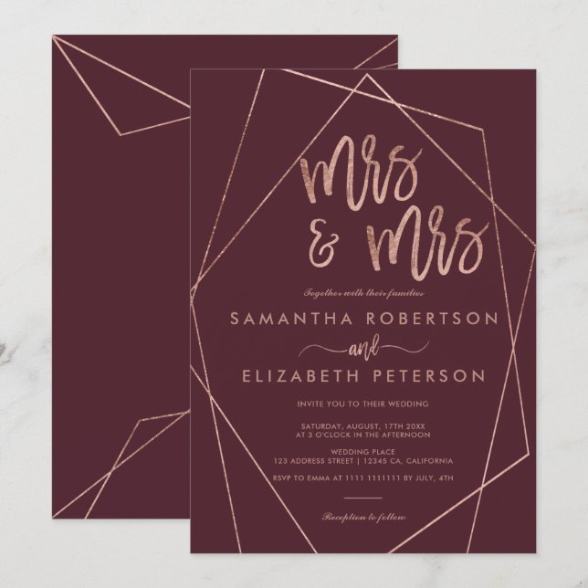 Invitation parties scintillant d'or rose  rouge terrarium les (Devant / Derrière)