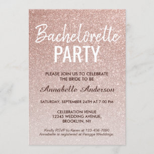 Invitation Parties scintillant d'or rose Sparkle Bachelorette