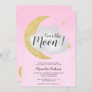 Invitation parties scintillant d'or rose sur le baby shower d
