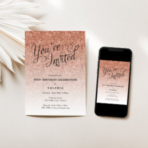 Invitation Parties scintillant d'or rose Vous êtes Invité Fêt