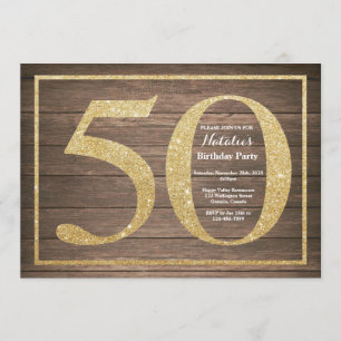 Invitation Parties scintillant d'or Rustic 50th Birthday Invi