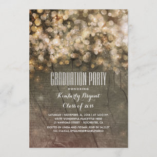 Invitation Parties scintillant d'or rustique illumine la fête