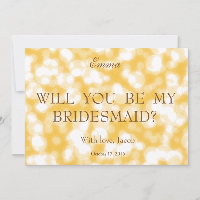 Invitation Parties scintillant D'Or Serez-Vous Ma Femme D'Acc (Devant)