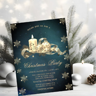Invitation Parties scintillant d'or Snowflakes Boules de boug
