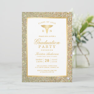 Invitation Parties scintillant d'or Soins infirmiers de l'éco