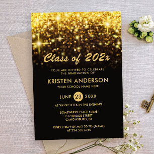 Invitation Parties scintillant d'or sophistiquée Glam Sparkle