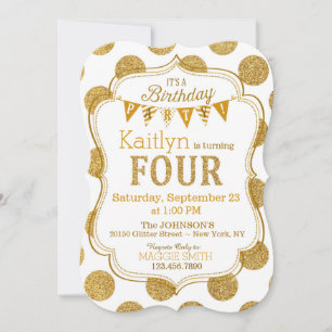 Invitation Parties scintillant d'or Sparkle quatrième Invitat