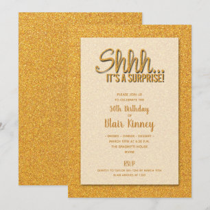 Invitation Parties scintillant d'or SURPRISE Anniversaire