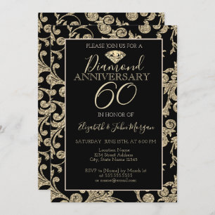 Invitation Parties scintillant d'or tourbillonne Mariage de d