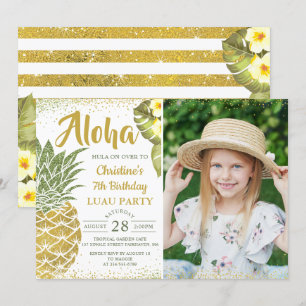 Invitation Parties scintillant d'or tropical Anniversaire pho