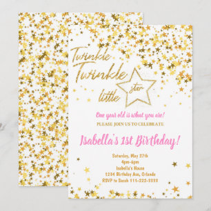 Invitation Parties scintillant d'or Twinkle Little Star Anniv