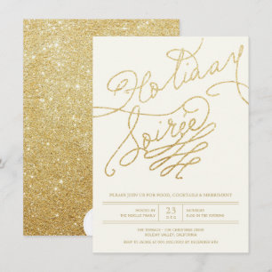 Invitation Parties scintillant d'or Typographie Chic Invitati