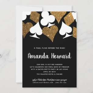 Invitation Parties scintillant d'or Vegas thème Bachelorette 