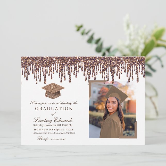 Invitation Parties scintillant Drift Bronze Gold Graduation P (Debout devant)