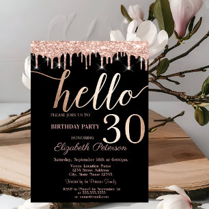 Invitation Parties scintillant Drips Rose Gold 30e fête d'ann