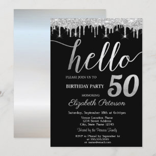 Invitation Parties scintillant Drips Silver 50th Birthday Par