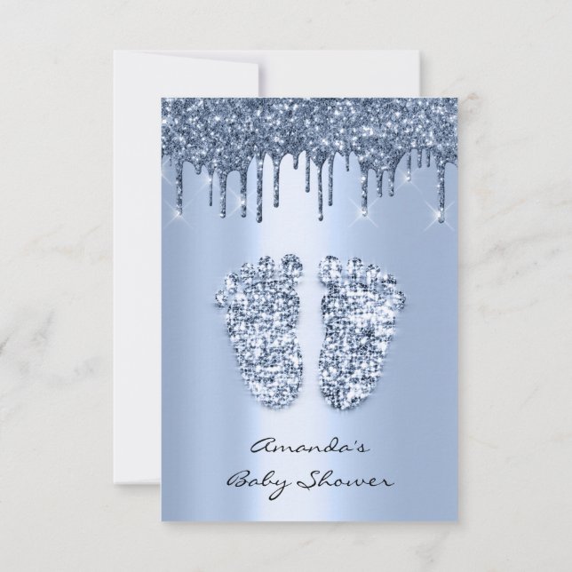 Invitation Parties scintillant Drives Pastel Blue Baby Boy Do (Dos)