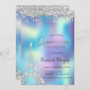 Invitation Parties scintillant Drop Diamants Tour Eiffel Quin