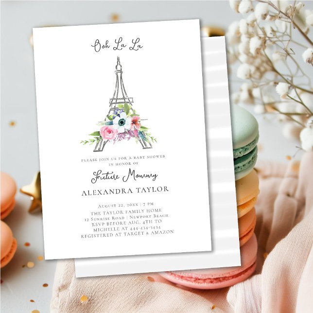 Invitation Parties scintillant Eiffel Paris Rustic Bouquet Ba (Créateur téléchargé)