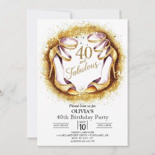 Invitation Parties scintillant élégante Digital Gold 40e anni