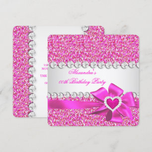 Invitation Parties scintillant élégante Hot rose Coeur Bow fê