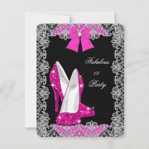 Invitation Parties scintillant élégante Hot rose Stiletto Fab