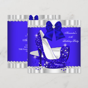 Invitation Parties scintillant élégante Royal Blue Silver Hig