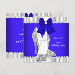 Invitation Parties scintillant élégante Royal Blue Silver Hig