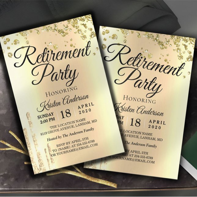 Invitation Parties scintillant Élégante Sparkly Retraite Part (Créateur téléchargé)