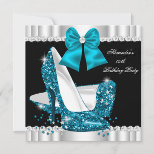 Invitation Parties scintillant élégante Turquoise Blue Glamor