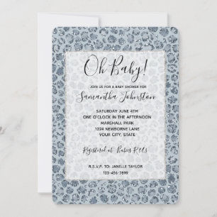 Invitation Parties scintillant Empreinte de léopard Denim Blu